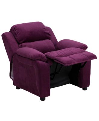 Deluxe Vinyl Padded Contemporary Kids Recliner With Storage Arms