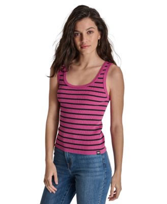 DKNY Jeans - Women's Striped Ribbed Knit Tank Top