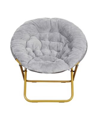 1 Count With Cozy Faux Fur Cushion And Metal Frame For Dorms, Bedrooms, Apartments And More - Ersa Oversize Folding Saucer Chair