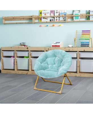 Io Kid'S Folding Saucer Chair With Cozy Faux Fur Upholstery And Metal Frame For Playroom, Bedrooms, Nursery And More