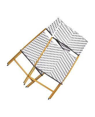 Ciel Set Of Two Folding Bistro Chairs In Pe Rattan With Metal Frames For Indoor And Outdoor Use