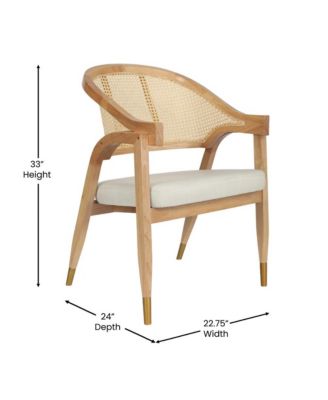 Bronson Cane Rattan Padded Accent Or Dining Chair With Metallic Accented Legs