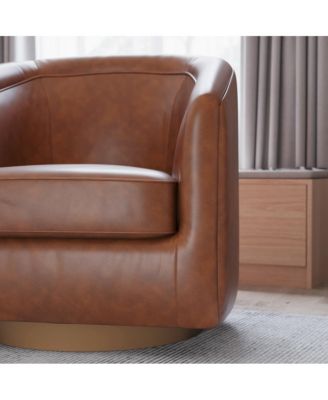 Wyn Upholstered Club Style Barrel Chair With Sloped Armrests And 360 Degree Swivel Base In A Vinyl Wrap
