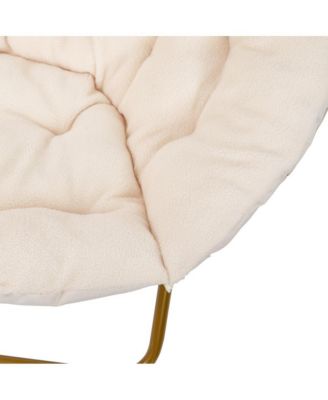 1 Count With Cozy Faux Fur Cushion And Metal Frame For Dorms, Bedrooms, Apartments And More - Ersa Oversize Folding Saucer Chair