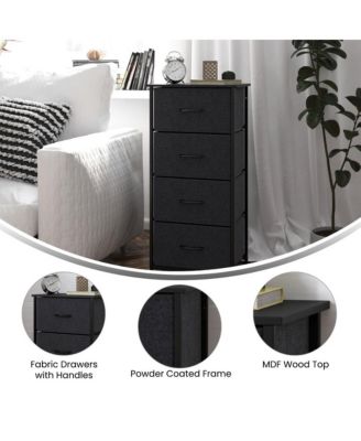 Marley 4-Drawer Storage Dresser with Cast Iron Frame, Wood Top, and Easy-Pull Fabric Drawers with Wooden Handles