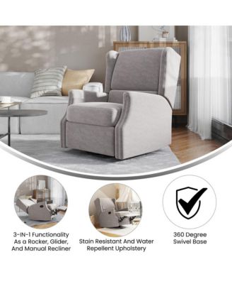 Abby 3-In-1 Wingback Manual Recliner Rocker Swivel Glider Chair