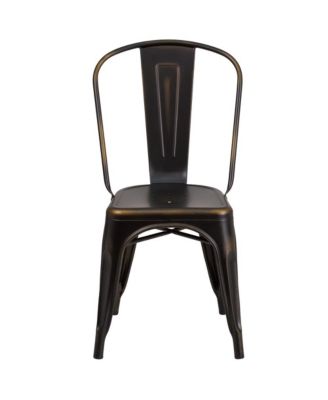 Banks Indoor/Outdoor Stacking Metal Dining Chair With Single Slat Back And Distressed Powder Coated Finish