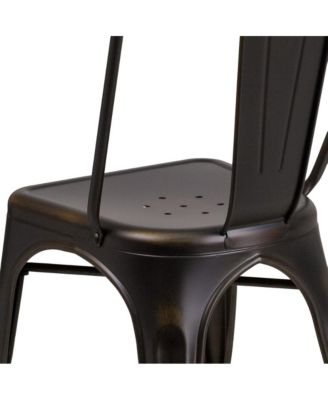 Banks Indoor/Outdoor Stacking Metal Dining Chair With Single Slat Back And Distressed Powder Coated Finish