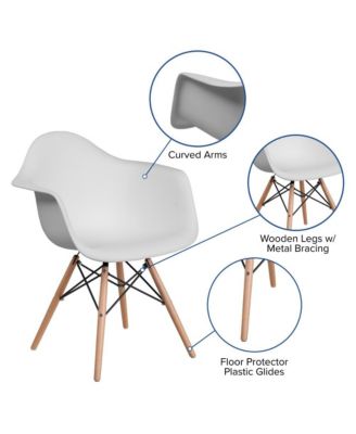 Alda Series Polypropylene Accent Chair With Gently Curved Arms And Metal Braced Wooden Legs