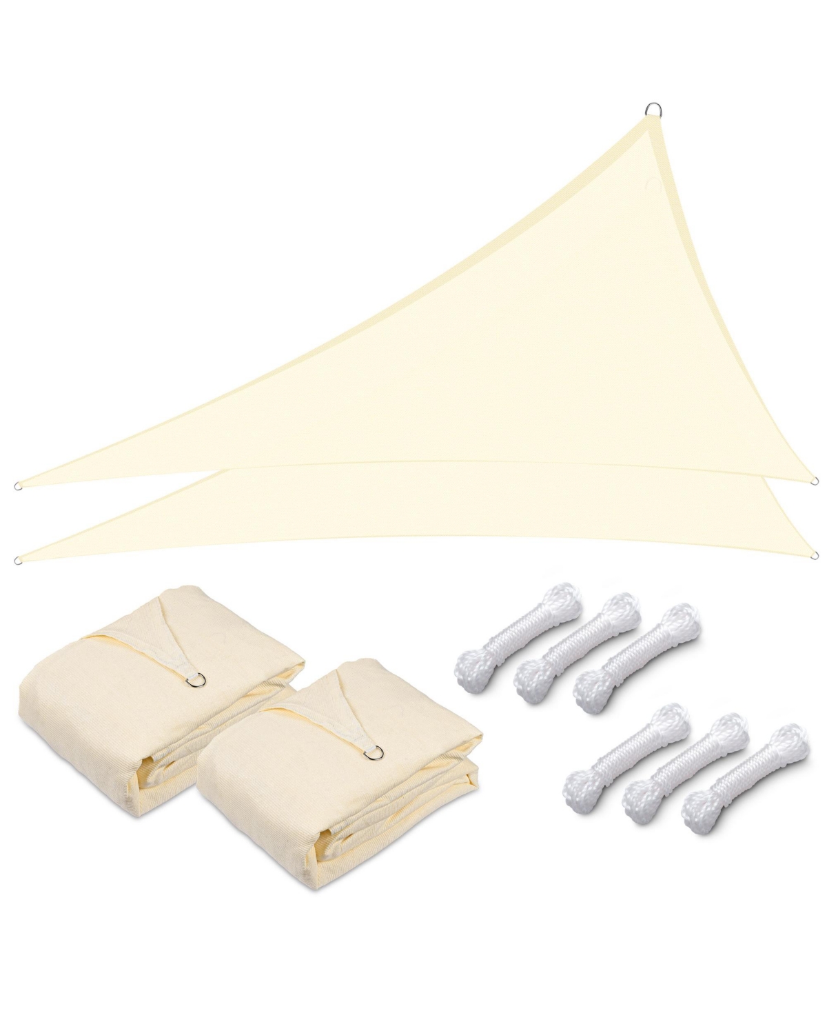 2 Pack 16 Ft 97% Uv Block Triangle Sun Shade Sail Canopy Outdoor Patio Garden - Off white