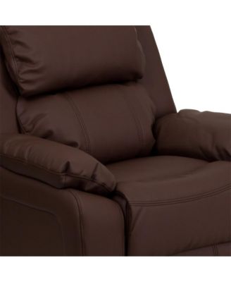 Deluxe Vinyl Padded Contemporary Kids Recliner With Storage Arms