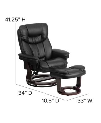 Multi-Position Recliner Chair & Curved Ottoman with Swivel Wood Base