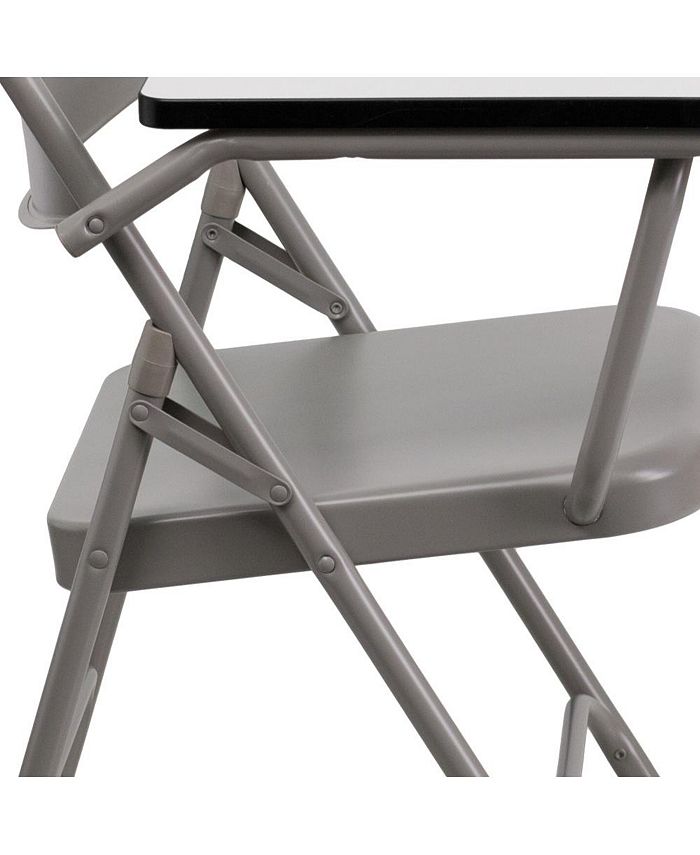 EMMA+OLIVER Premium Steel Folding Chair With Right Handed Tablet Arm