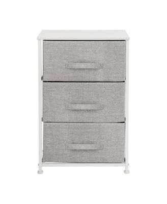 3 Drawer Vertical Storage Dresser With Wood Top & Fabric Pull Drawers