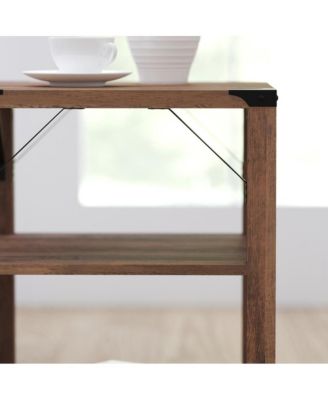 Green River Modern Farmhouse Engineered Wood End Table With Two Tiered Shelving And Powder Coated Steel Accents