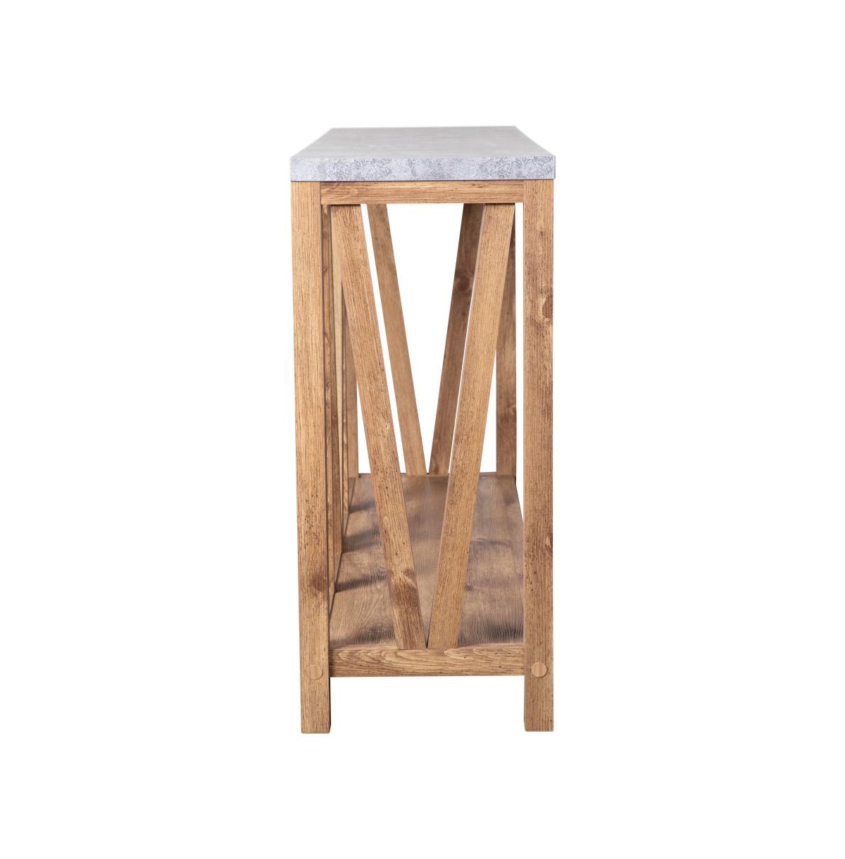 Merrick Lane Erikson Modern Farmhouse Engineered Wood Sofa Table With Wood Bracing And Lower Shelf -concrete