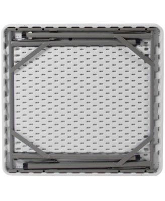 Tannin 34.5" Square White Folding Card Game Table for 4-Players with a Green Felt Playing Surface and Cup Holders