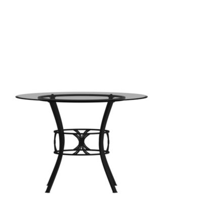 42" Round Glass Dining Table With Metal Frame