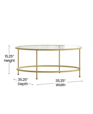Newbury Glass Coffee Table With Round Matte Frame And Vertical Legs
