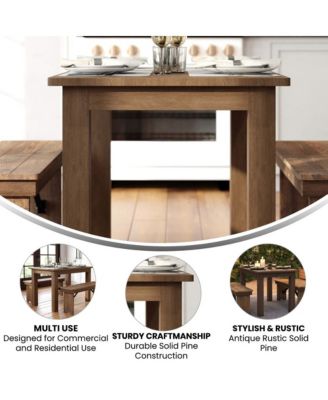 Rectangular Antique Solid Pine Farm Dining Table