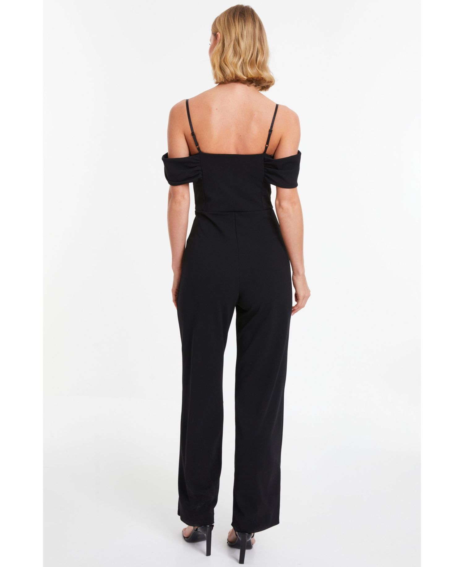 Women's Scuba Crepe Cold Shoulder Palazzo Jumpsuit