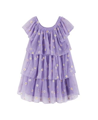 Andy & Evan Toddler Girls Toddler/Child Purple Floral Ruffle Tiered Dress -  Macy's