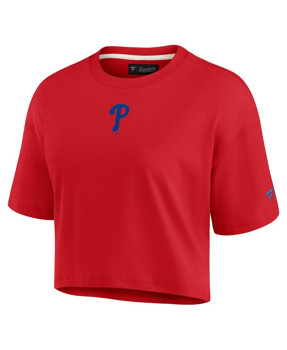 Shop Fanatics Signature Women's  Red Philadelphia Phillies Elements Super Soft Boxy Cropped T-shirt In Athrd,sowt