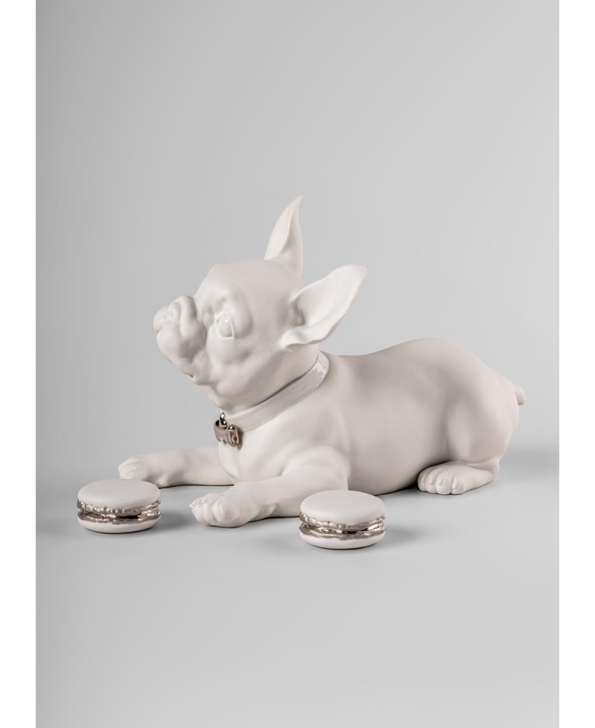 Lladrò French Bulldog With Macarons Sculpture. Re-deco In Multi