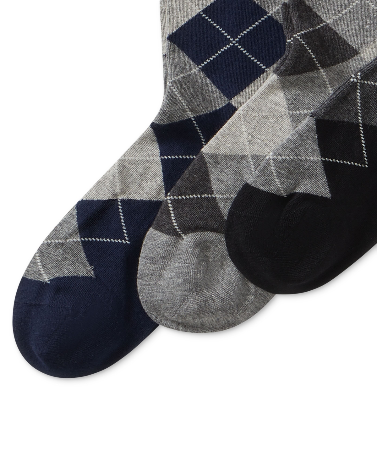 Polo Ralph Lauren Men's Socks, Extended Size Argyle Dress Men's Socks 3-pack In Black,grey