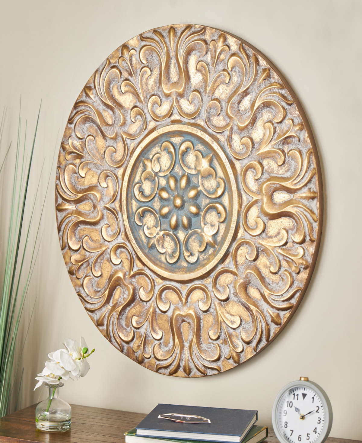Rosemary LaneMetal Plate Wall Decor with Embossed Details, 32