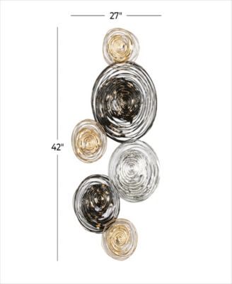 Gold Metal Plate Wall Decor with Textured Pattern 42" x 1" x 27"