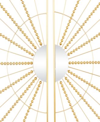 by Cosmopolitan Gold Metal Half Moon Mirror Geometric Wall Decor with Gold Frame Set of 2 16"W, 32"H