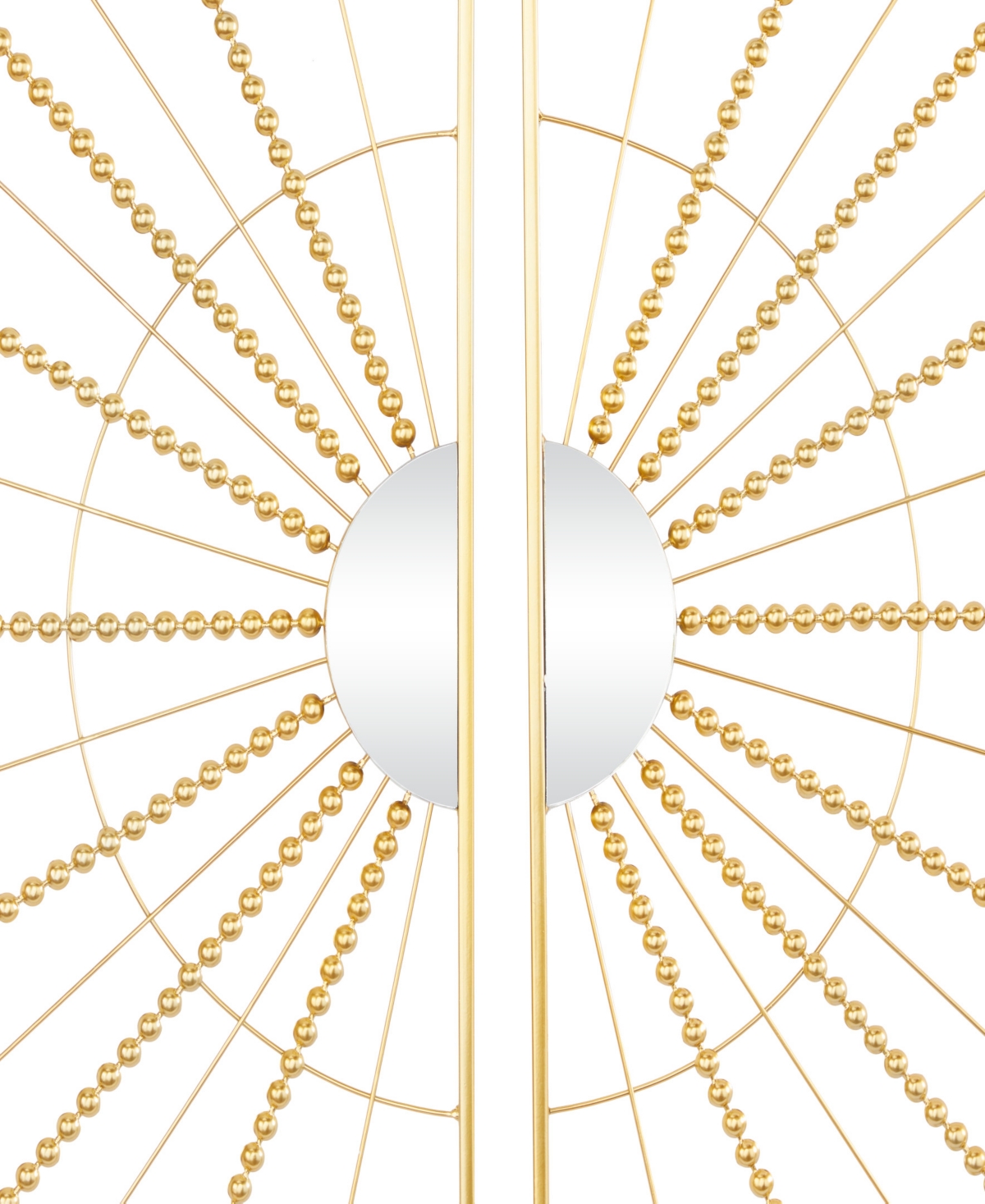Cosmoliving By Cosmopolitan Gold Metal Half Moon Mirror Geometric Wall Decor With Gold Frame Set Of 2 16"w, 32"h In Gold