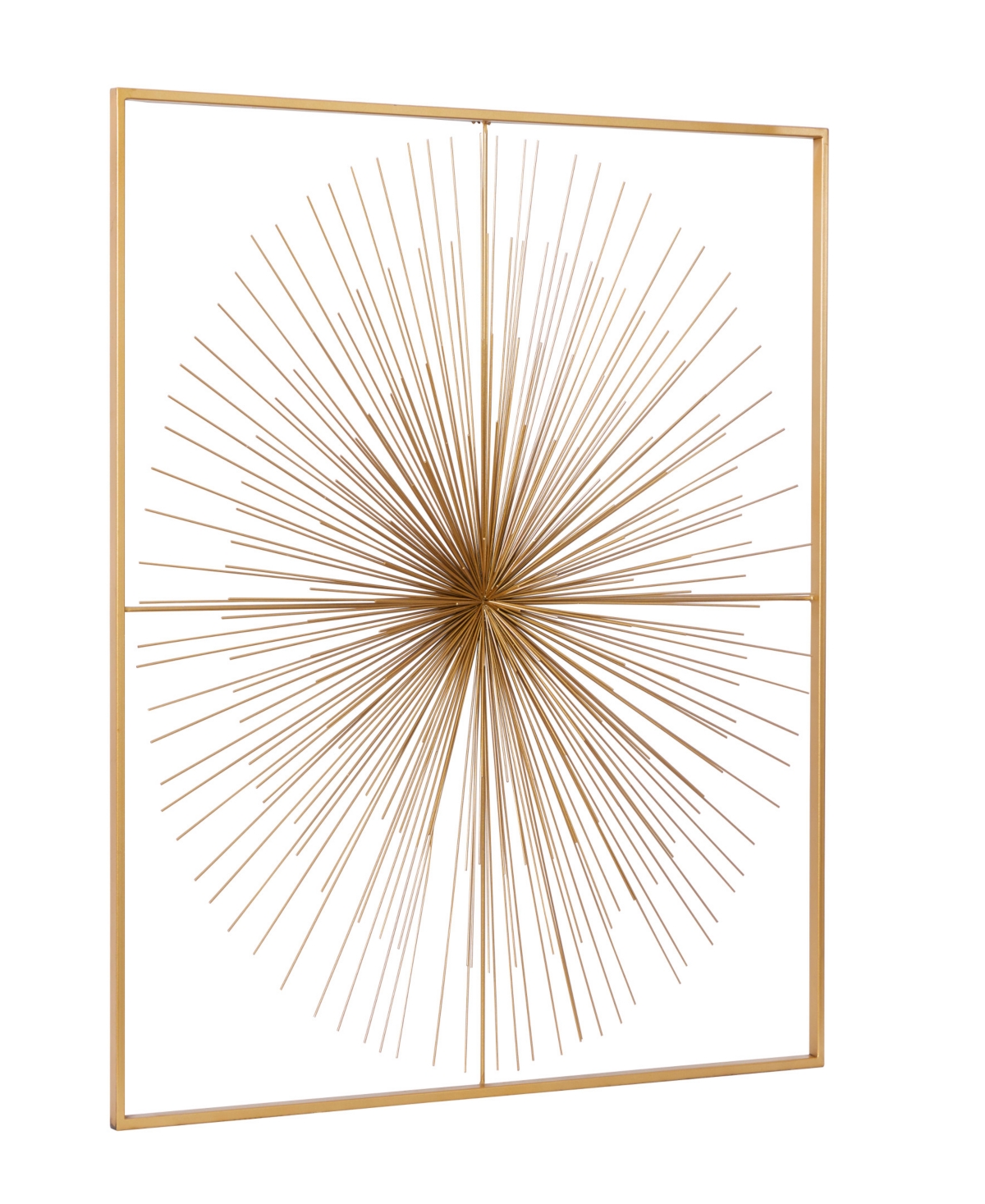 Cosmoliving By Cosmopolitan Gold Metal Starburst Large 3d Wall Decor With Square Frame, 36" X 3" X 36" In Gold