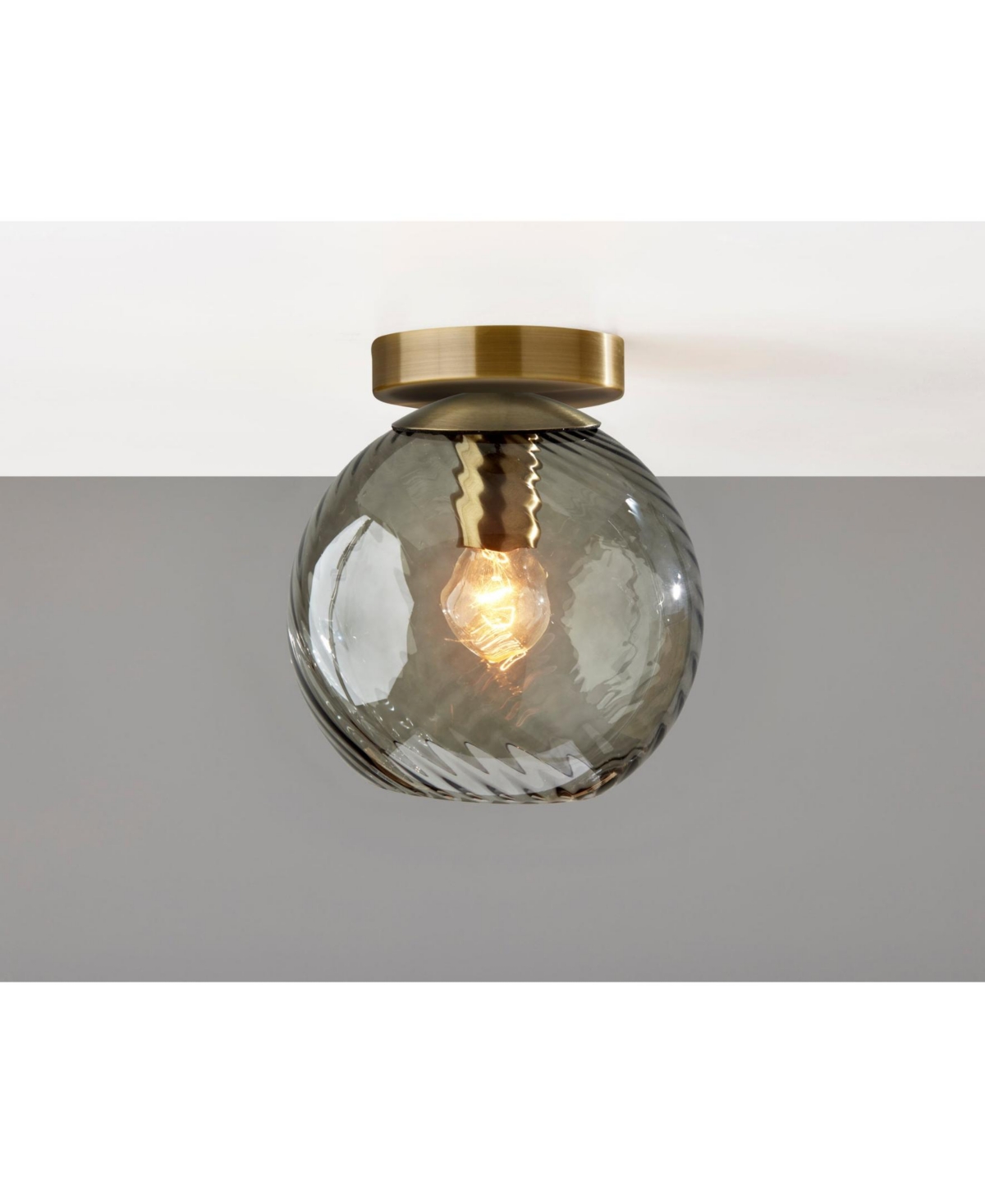 Adesso 9.5" Camden Flush Mount In Antique-like Brass