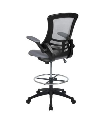Mid-Back Mesh Ergonomic Drafting Chair With Foot Ring And Flip-Up Arms