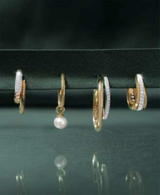 Diamond Small Hoop Earrings (1/6 ct. t.w.) in Gold Vermeil, Created for Macy's
