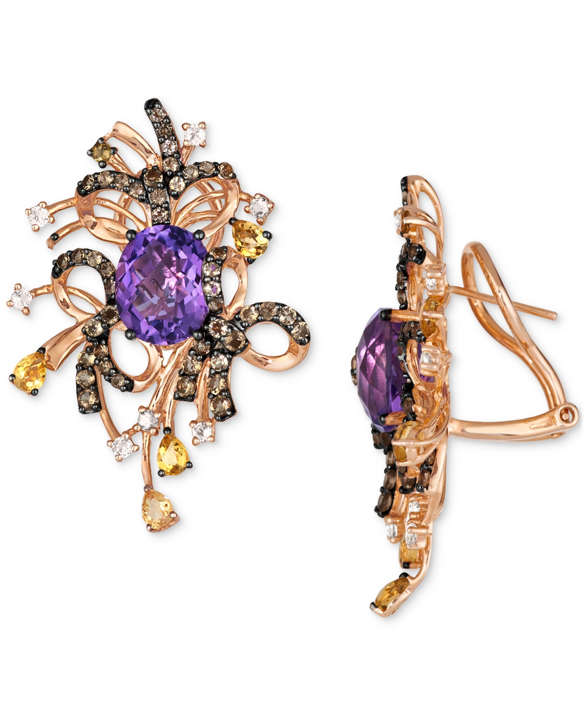 Le Vian Multi-gemstone Abstract Cluster Statement Earrings (10-1/3 Ct. T.w.) In 14k Rose Gold In No Color