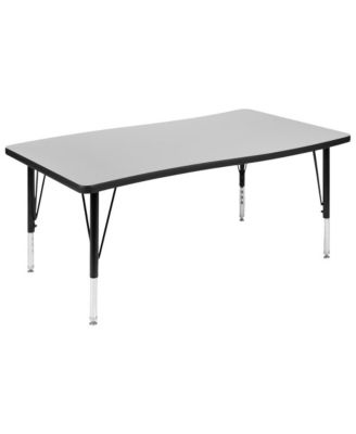 76" Oval Wave Collaborative Laminate Activity Table Set With 14" Student Stack Chairs