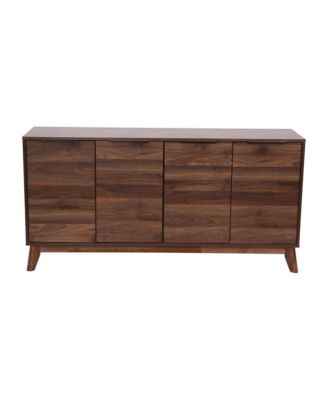Beverly Mid-Century Modern Wooden Buffet with Soft-Close Doors, Shelving and Sleek Tapered Legs with Floor Glides