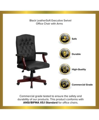 Office Chair, High Back, Tufted, Height Adjustable, 360° Swivel, Upholstered, Home Office Furniture