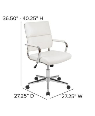 Mcentyre Ergonomic Swivel Office Chair Panel Style Mid-Back Computer Desk Chair With Padded Metal Arms & Base