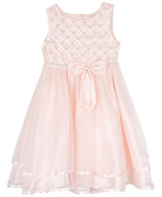 Rare Editions - Toddler & Little Girls Imitation-Pearl-Embellished Basket Weave Social Dress