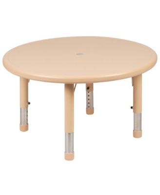 33" Round Plastic Height Adjustable Activity Table Set With 4 Chairs
