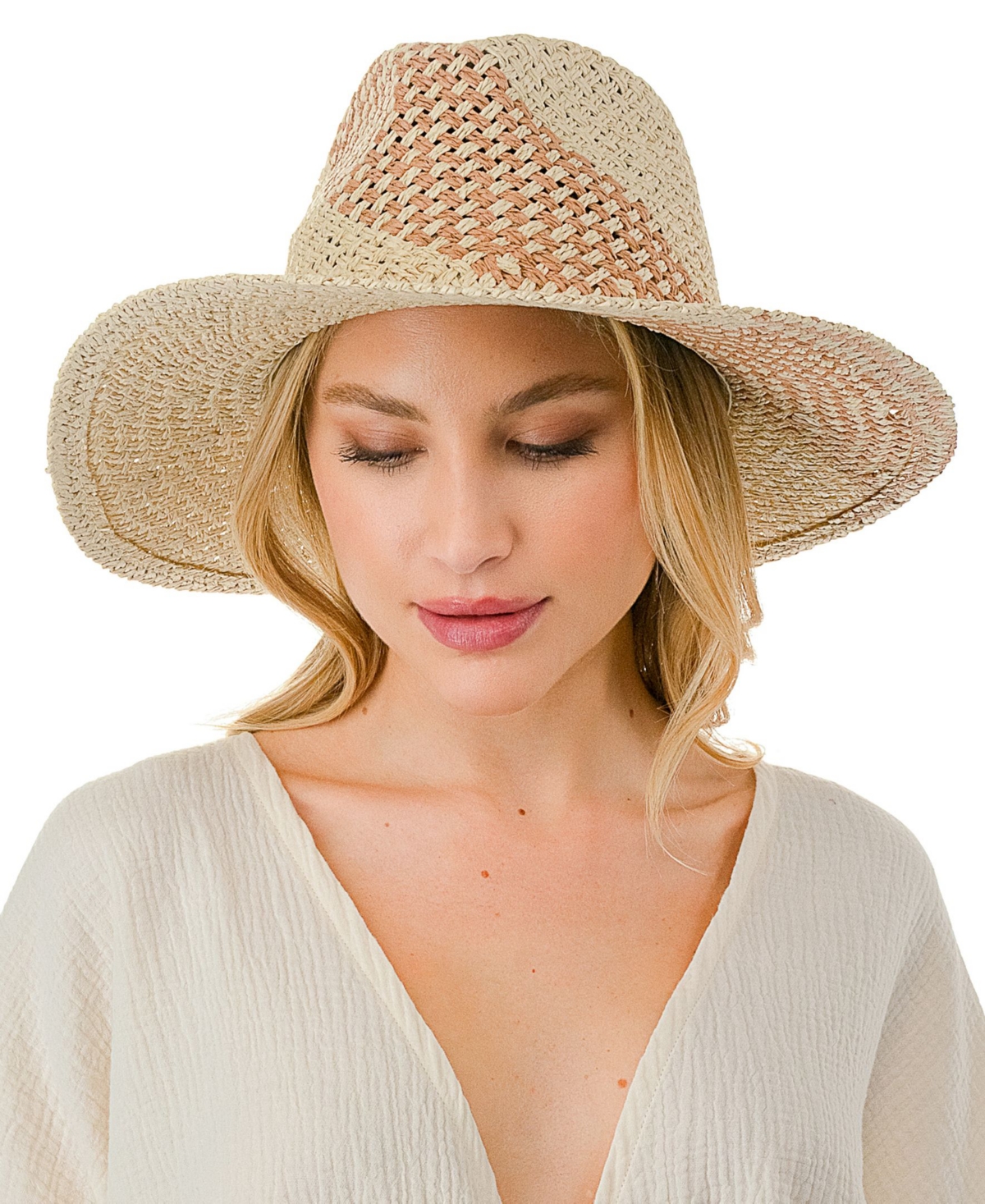 Shop Marcus Adler Women's Straw Panama Hat With Color Detail In Tan