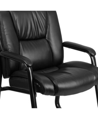 1 PC Leather Big & Tall 500 Lb. Rated Tufted Executive Side Reception Chair With Sled Base