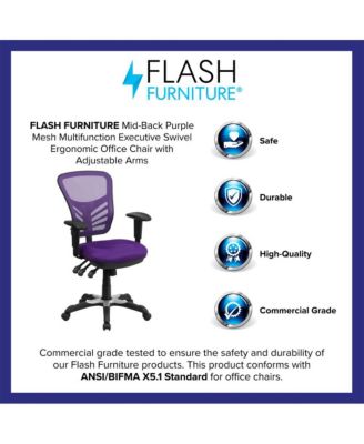 Mid-Back Mesh Triple Paddle Swivel Ergonomic Office Chair With Adjustable Arms