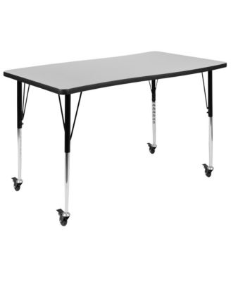 Mobile 76" Oval Wave Collaborative Laminate Activity Table Set With 16" Student Stack Chairs