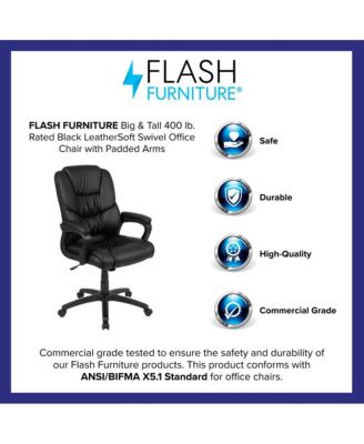   High Back   LeatherSoft, Foam, Metal   400 lb Capacity, Tilt Lock, Swivel, Ergonomic   Desk Chair