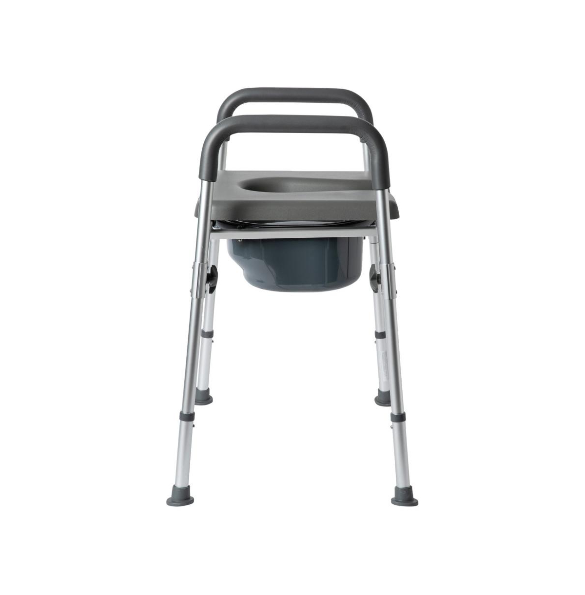 Maury Shower Commode Chair With Safety Rail, Height Adjustable Frame, Padded Seat & Armrests, Removable Pail With Lid, Fits Most Toilets